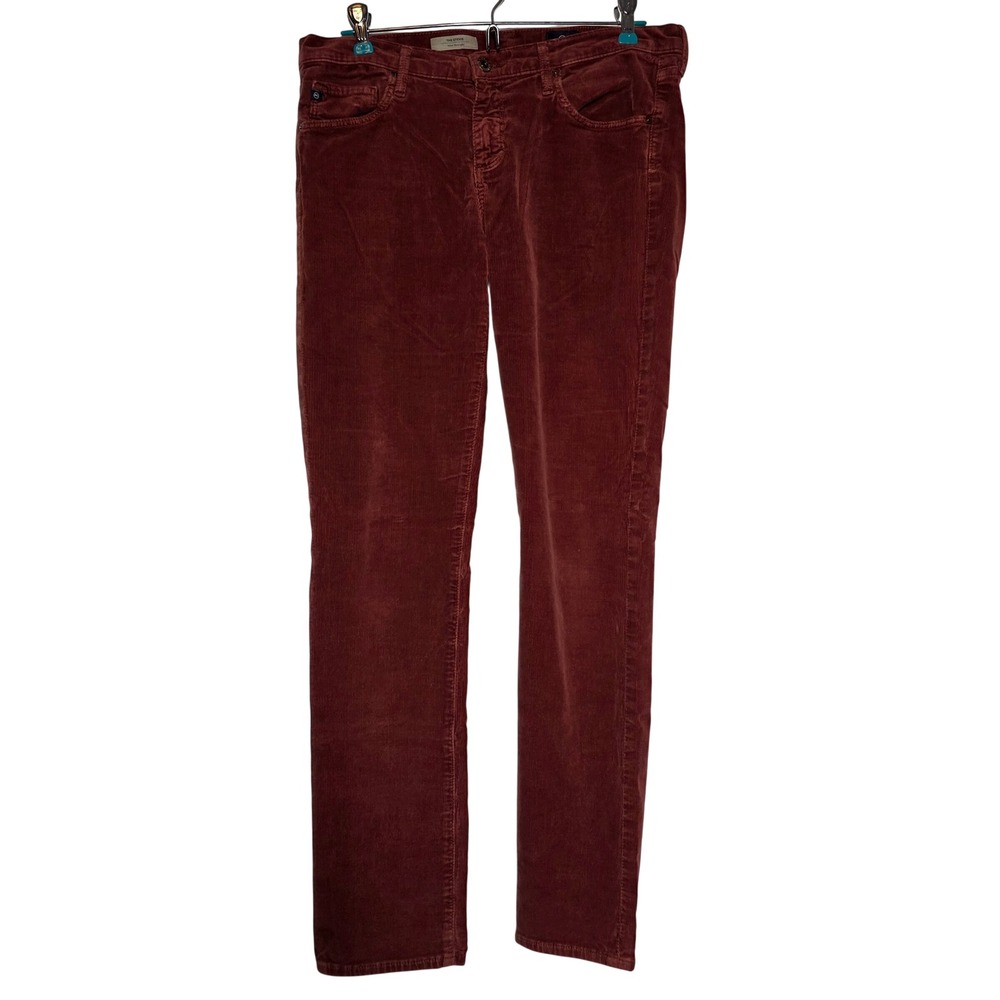 AG Adriano Goldschmied The Stevie Slim Straight Corduroy Pants Rust Orange 30R - Picture 2 of 13